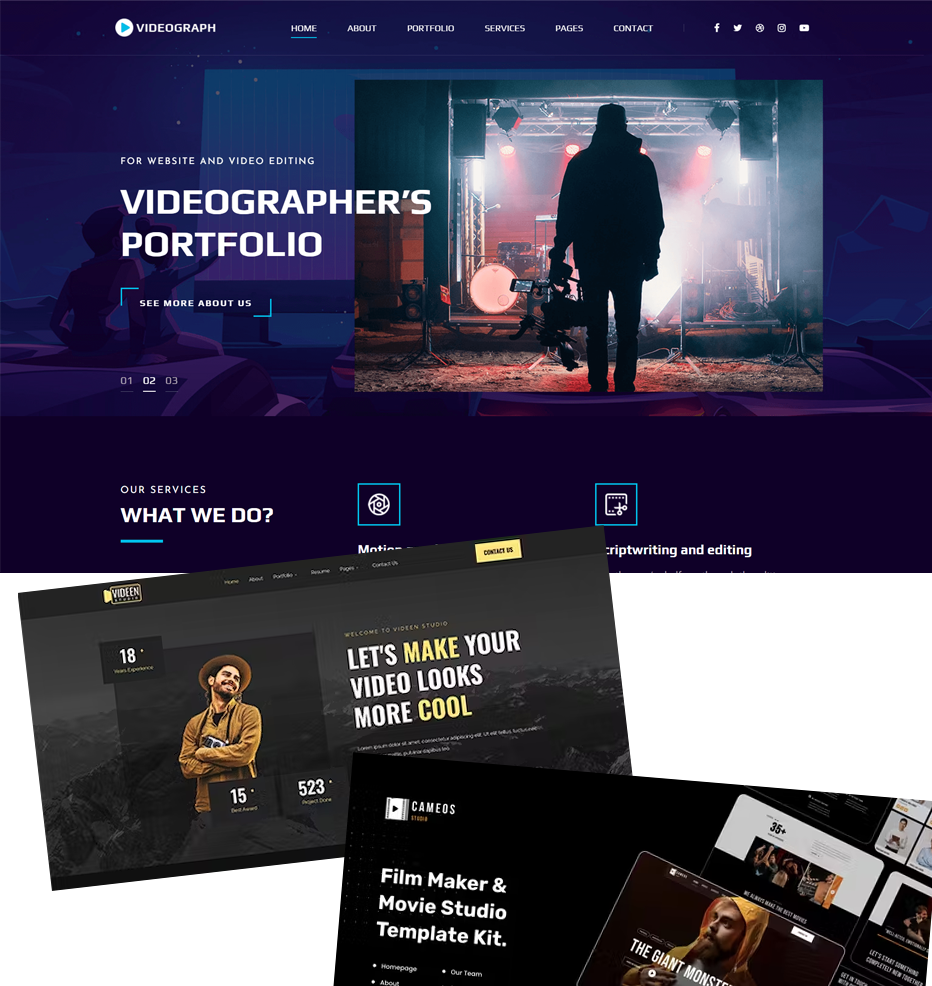 example websites created for VIDEOSPRING.COM.